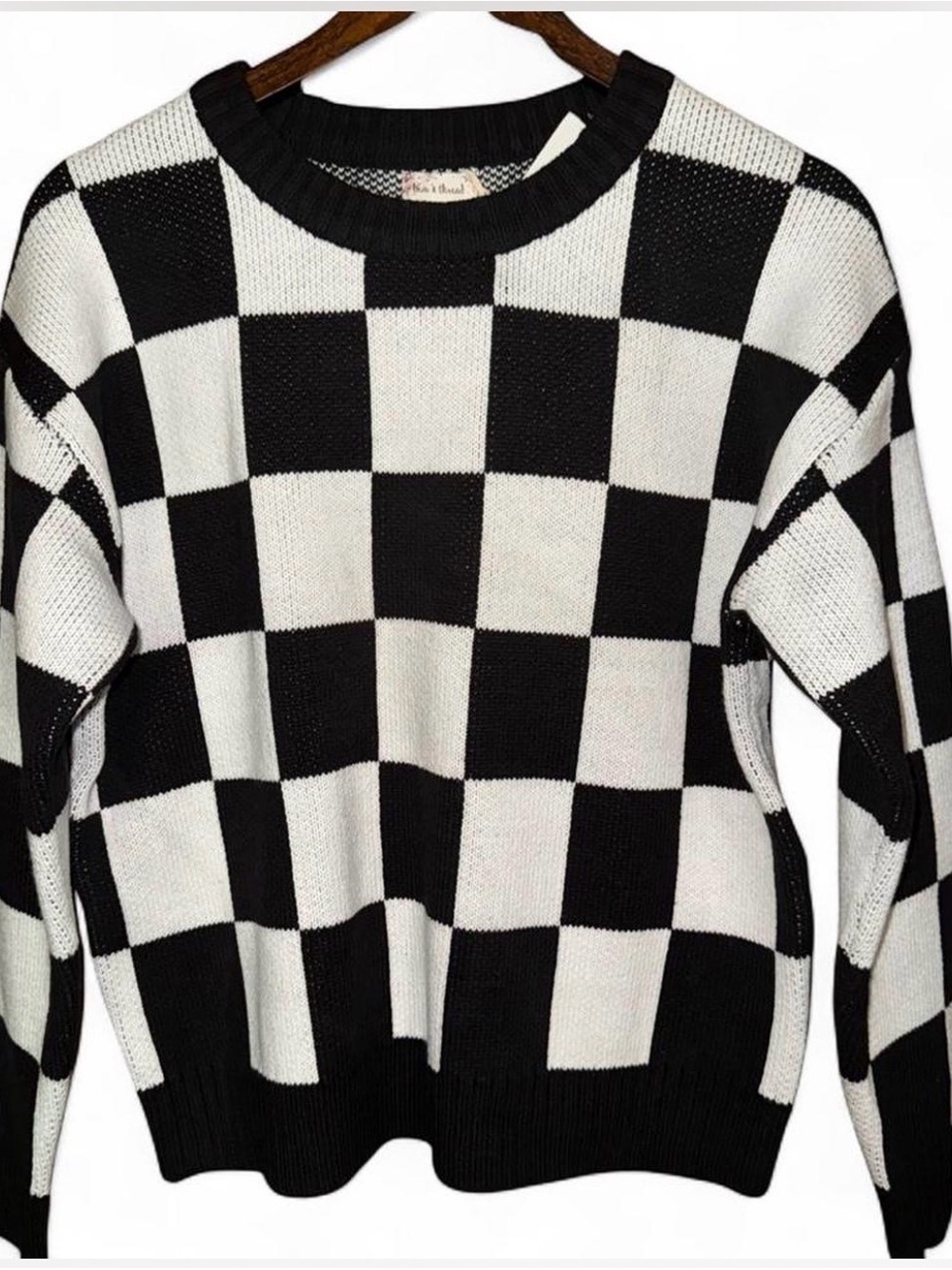 New w tags Hem & Thread Checkered Knit Sweater